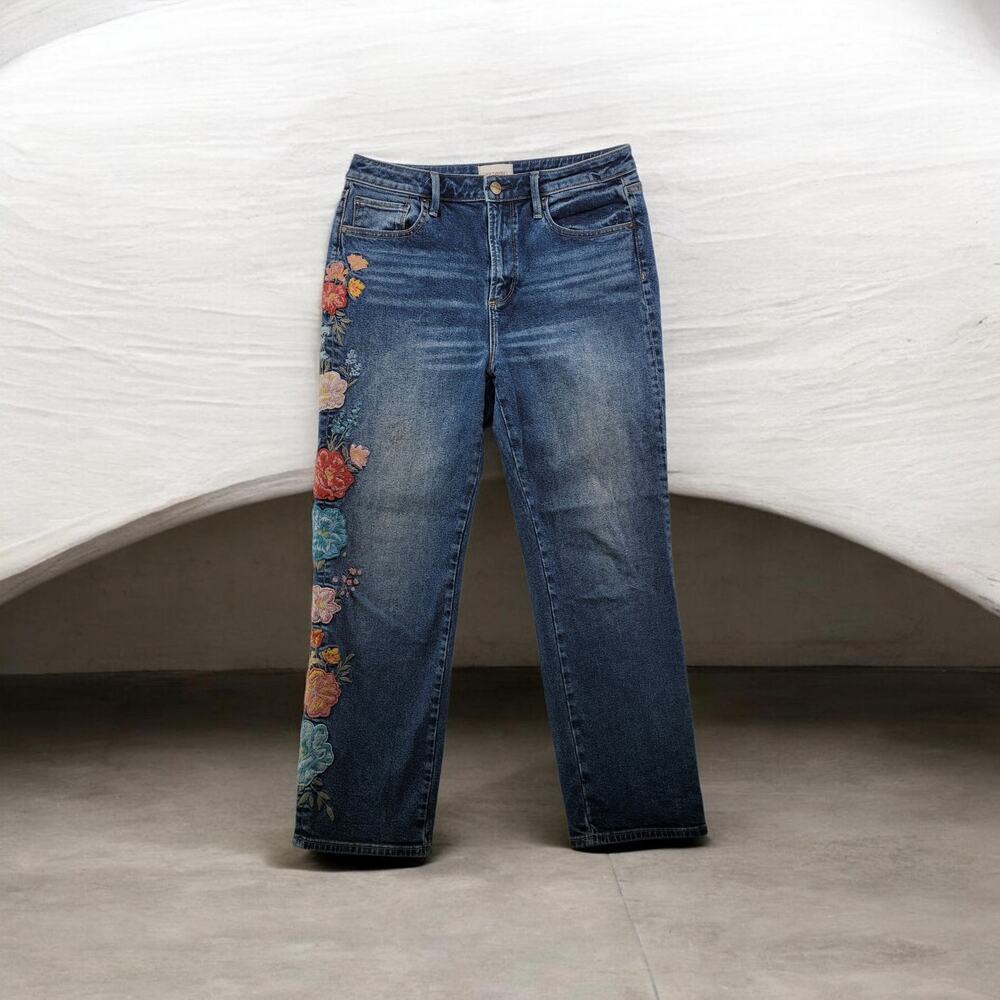 Driftwood Meg Floral Embroidered Jeans High Rise 29x24 Western Cottagecore Boho
